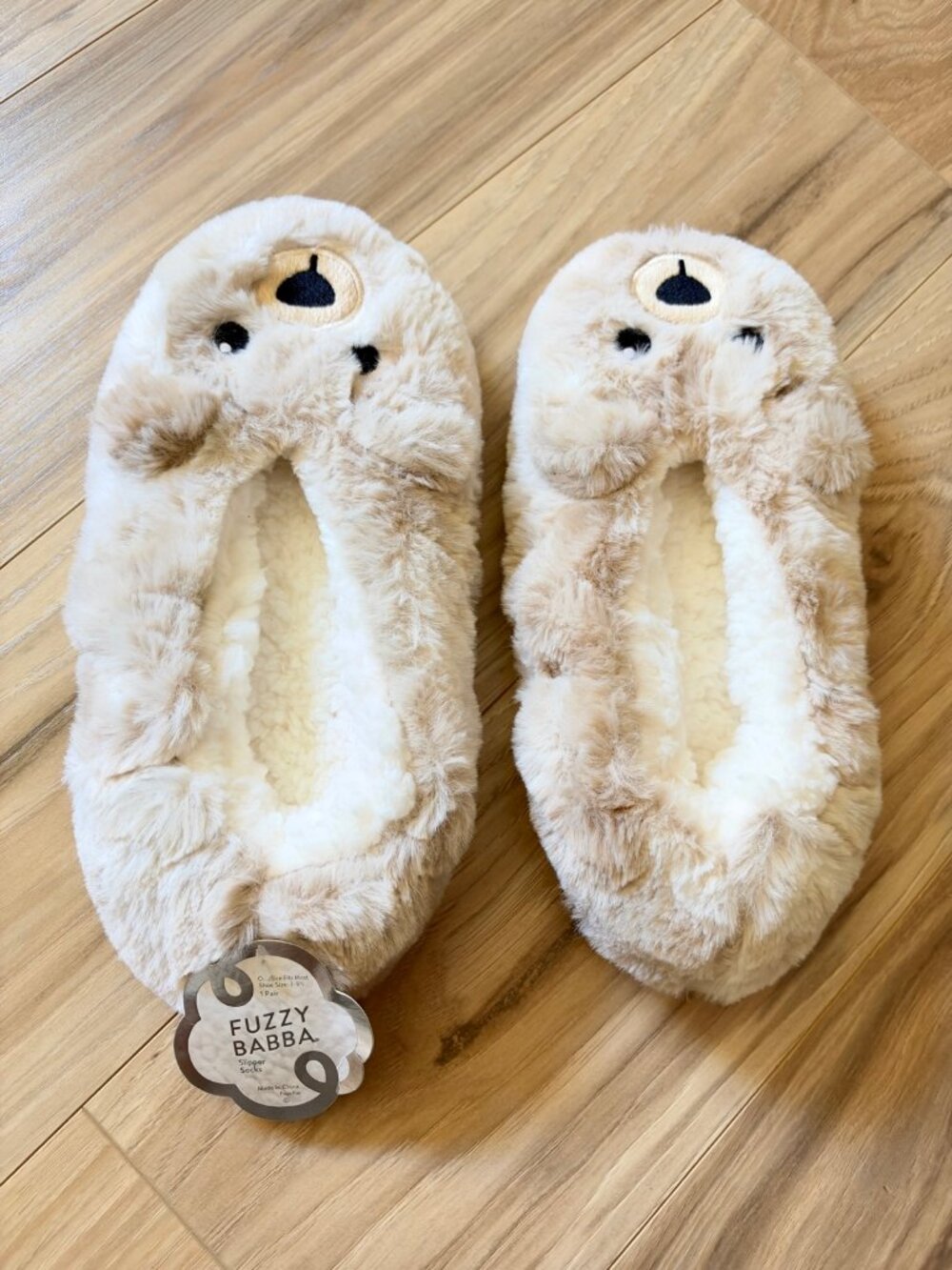 Fuzzy Babba Bear Slipper Socks New With Tags One Size 7-9.5 Cozy